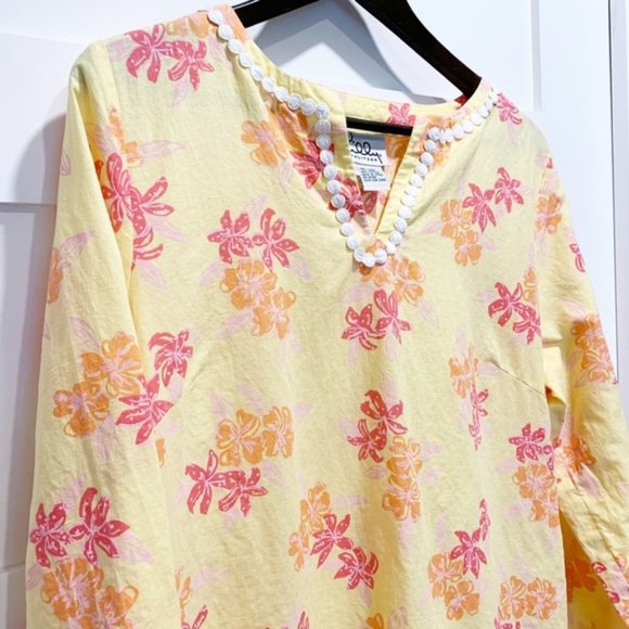Lily Pulitzer Yellow & Pink Floral Tunic - Size Small - Picture 2 of 9